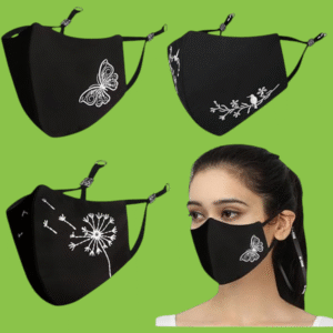 MASQ Black_Rose_Combo_03 Washable Cloth Mask  (Black, Free Size, Pack of 3, 4 Ply)